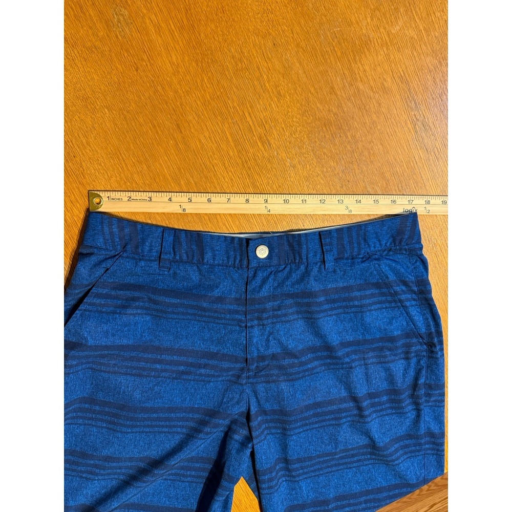 Puma Golf Shorts Mens 36 Blue Striped Stretch Performance Flat Front 11" Inseam - Picture 2 of 11